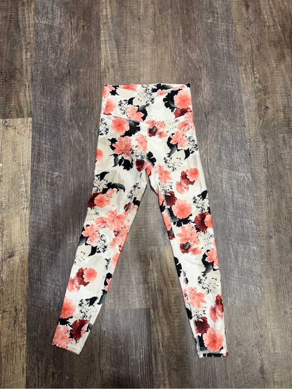 Marika Cream Leggings with Pink Floral Print